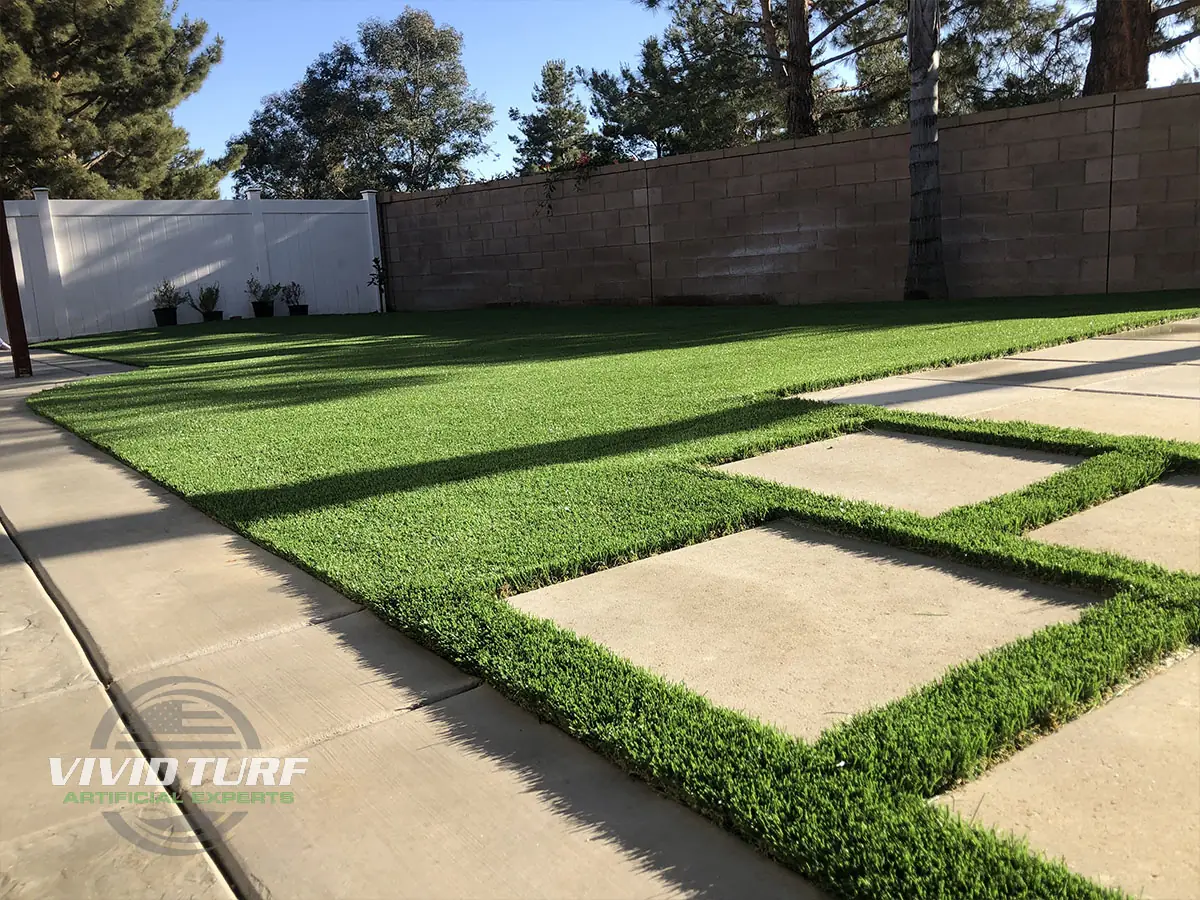 Turf between paver steps