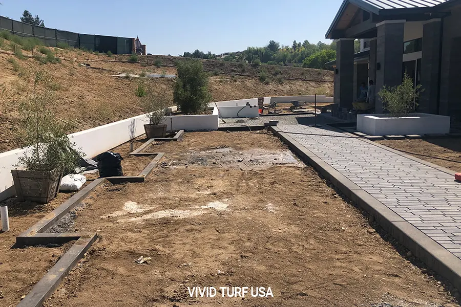 Modern side yard before installation