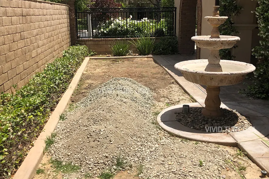 Gravel courtyard to putting green before installation