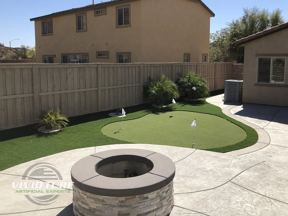 Putting green around a fire pit